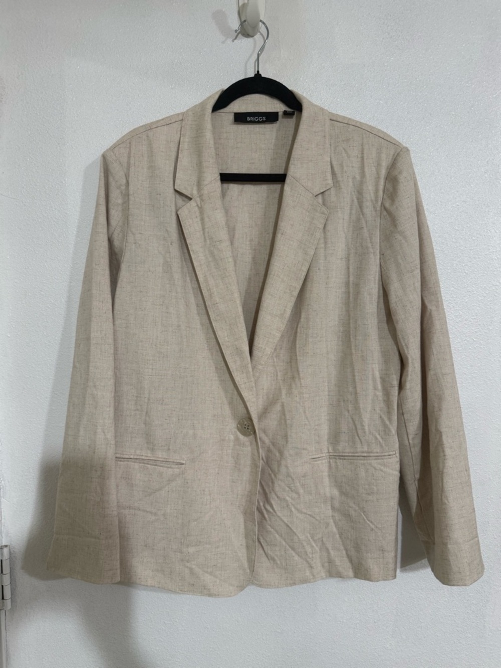 Briggs New York Light Beige Single-Button Linen-Blend Blazer
